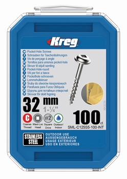 Vis en acier inoxydable 32 mm, filetage grossier, tte Maxi-Loc