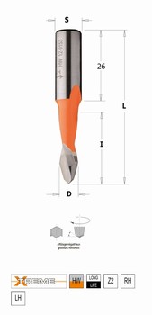 Mèche à tourillonner carbure débouchant – 57,5 mm Xtreme CMT Orange Tools