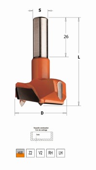 Mèche à façonner carbure pour charnières – 57,5 mm CMT Orange Tools