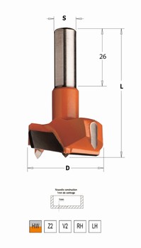 Mèche à façonner carbure pour charnières – 70 mm CMT Orange Tools
