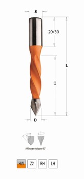 Mèche à tourillonner carbure débouchant – 70 mm 4 gorges CMT Orange Tools