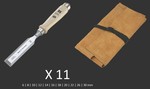 Pochette en cuir de 11 ciseaux à bois polie – manche bois de charme - 6 à 30 mm MHG